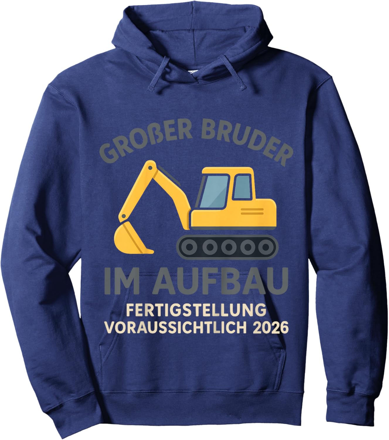 Children's with German Text "Großer Bruder Im Aufbau 2026" Construction Site Hoodie - Hoodie | Navy