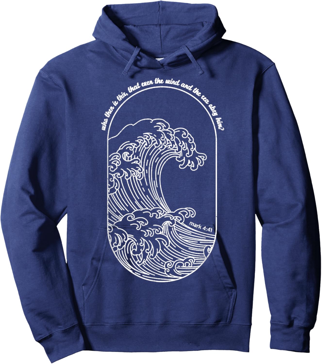 Vintage Wind And Waves Obey Christian Jesus Japanese Wave Hoodie - Hoodie | Navy