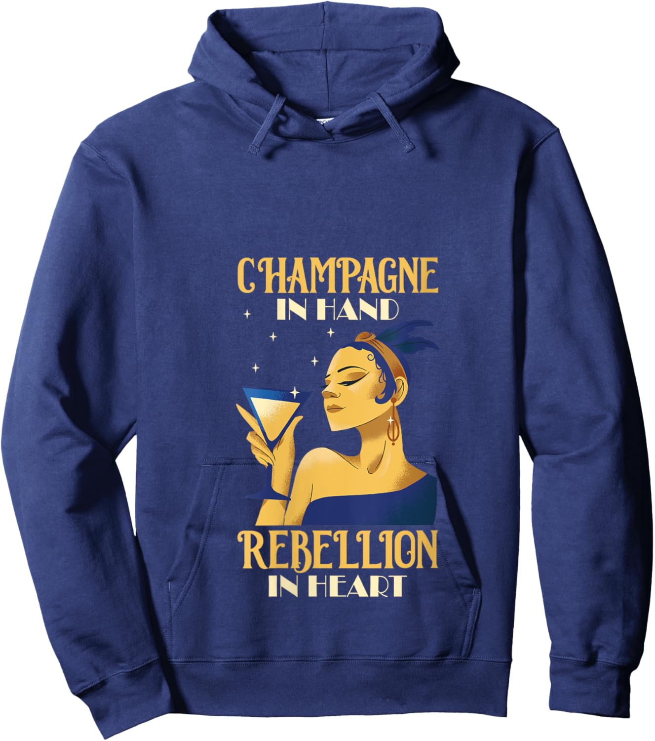 20s Themed Party Outfits Roaring 20s Flapper Dress Girl V-Neck Hoodie - Hoodie | Navy