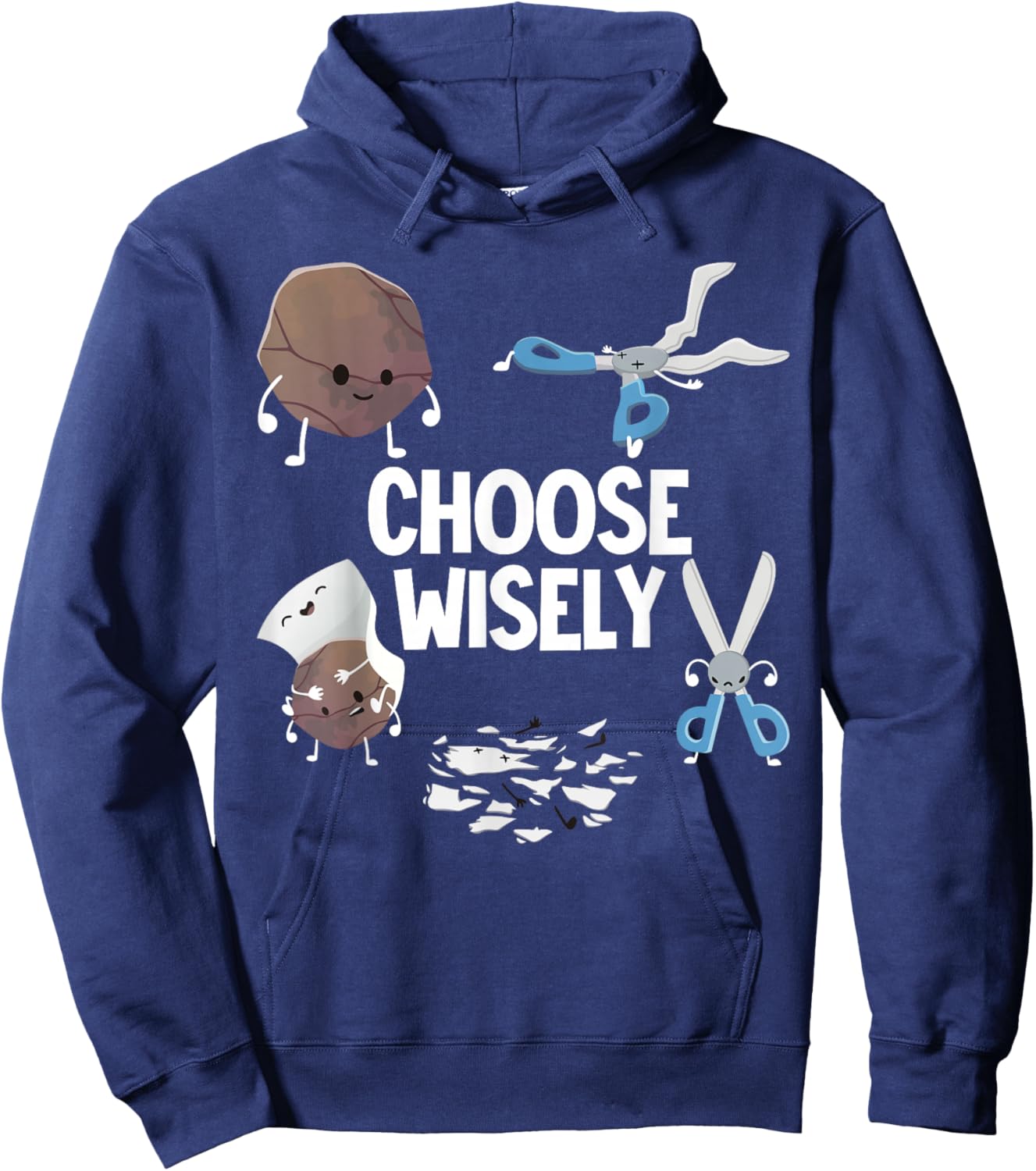 Rock Paper Scissors Choose Wisely Hoodie - Hoodie | Navy