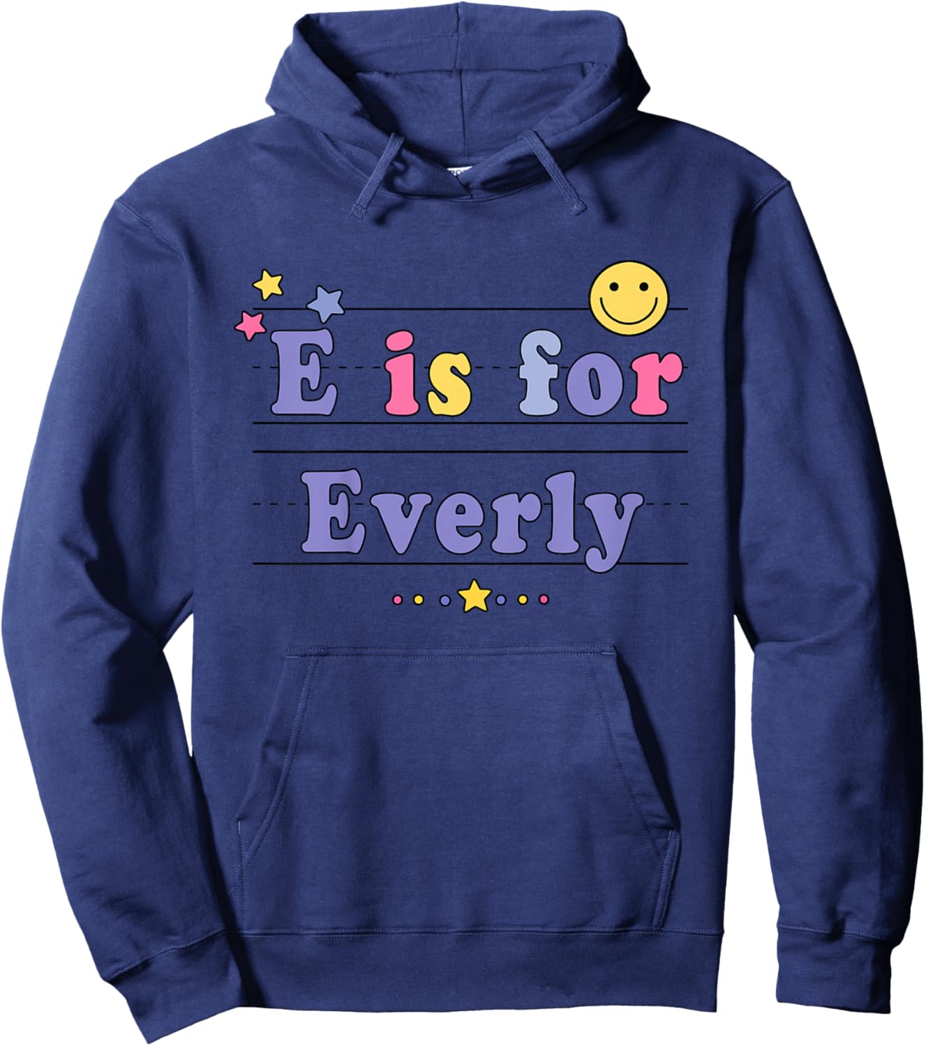 Kids Everly Name Shirt Alphabet E is for Everly Hoodie - Hoodie | Navy