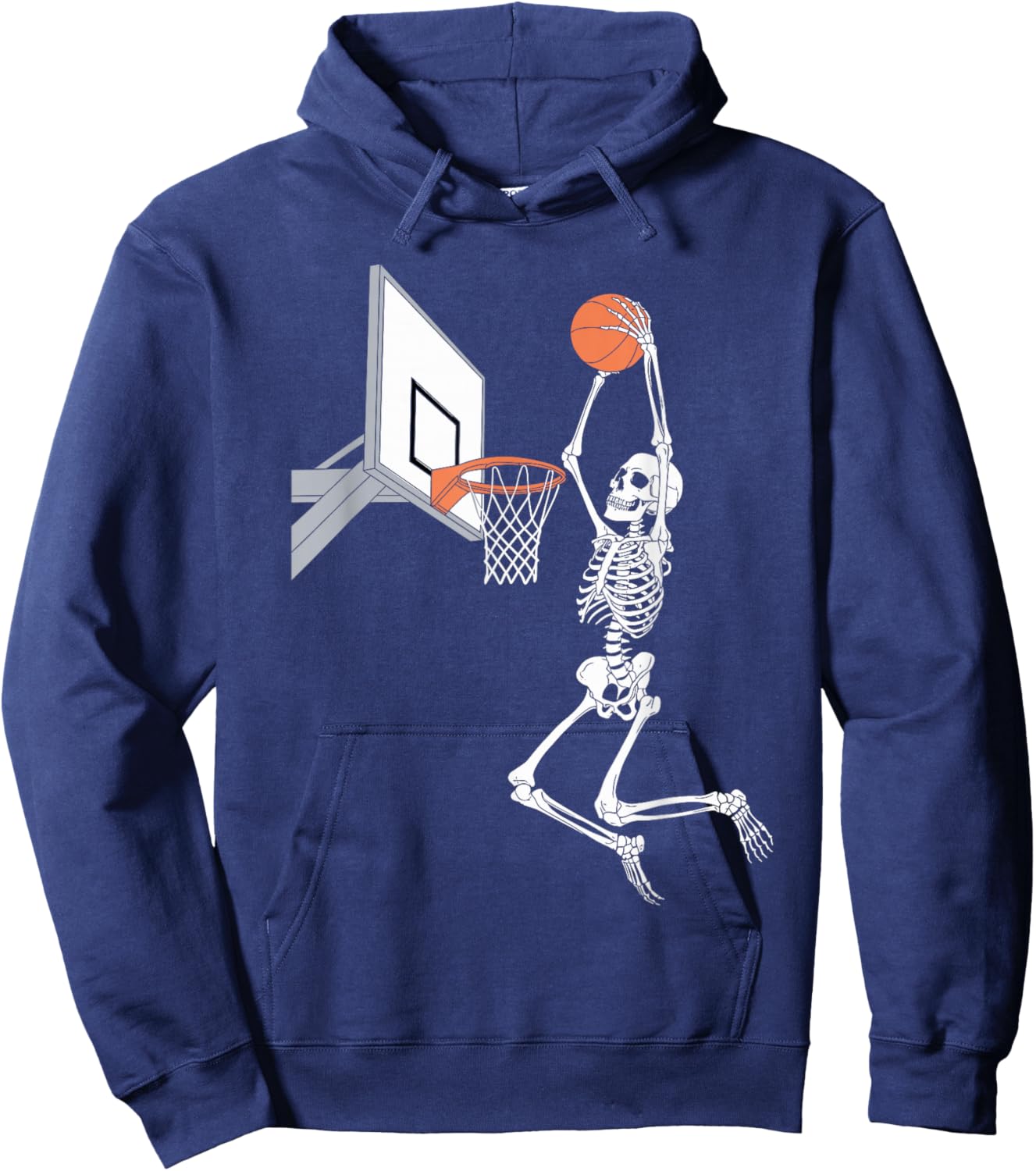 Funny Skeleton Playing Basketball Lovers Spooky Halloween Hoodie - Hoodie | Navy