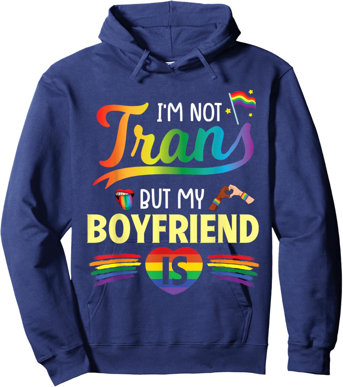 I'm Not Transgender But My Boyfriend Is Support Love Proud Hoodie - Hoodie | Navy