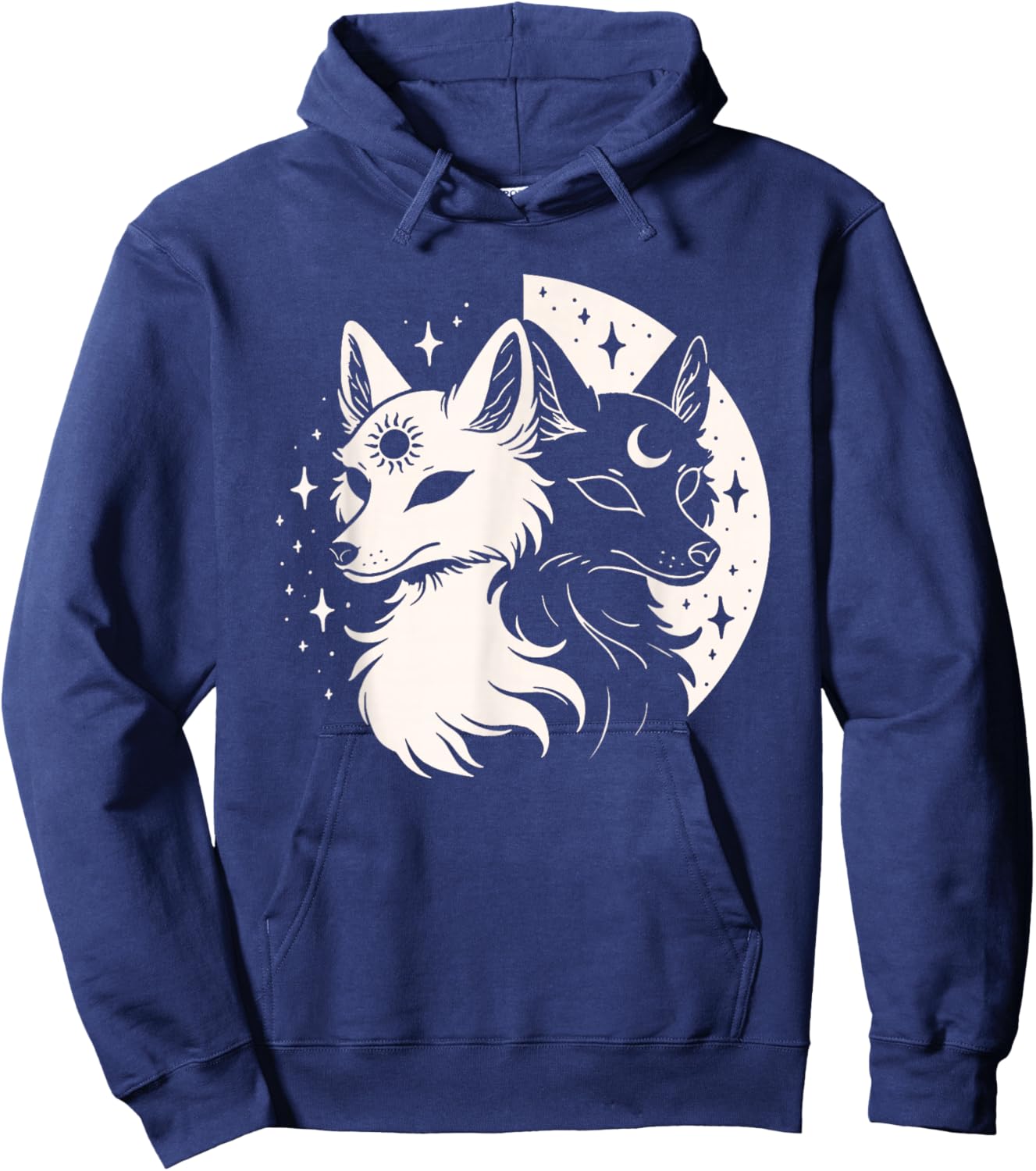 Fox Foxes Night Moon Day Sun Stars Spirit Celestial Moon Alt Hoodie - Hoodie | Navy