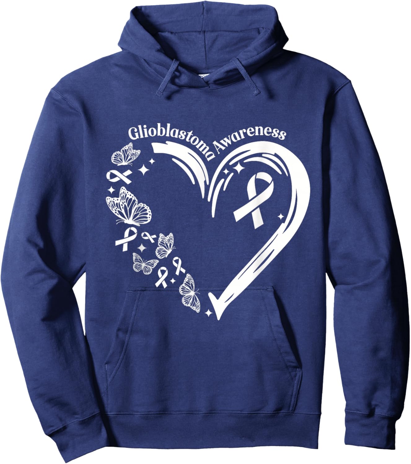 Glioblastoma I Wear Grey For Glioblastoma Awareness Heart Hoodie - Hoodie | Navy