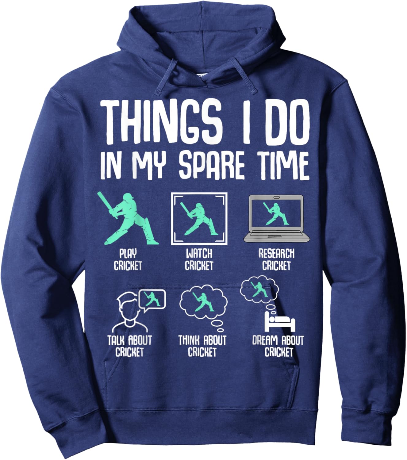 Cricket Things I Do In My Spare Time Kids Boys Youth Hoodie - Hoodie | Navy