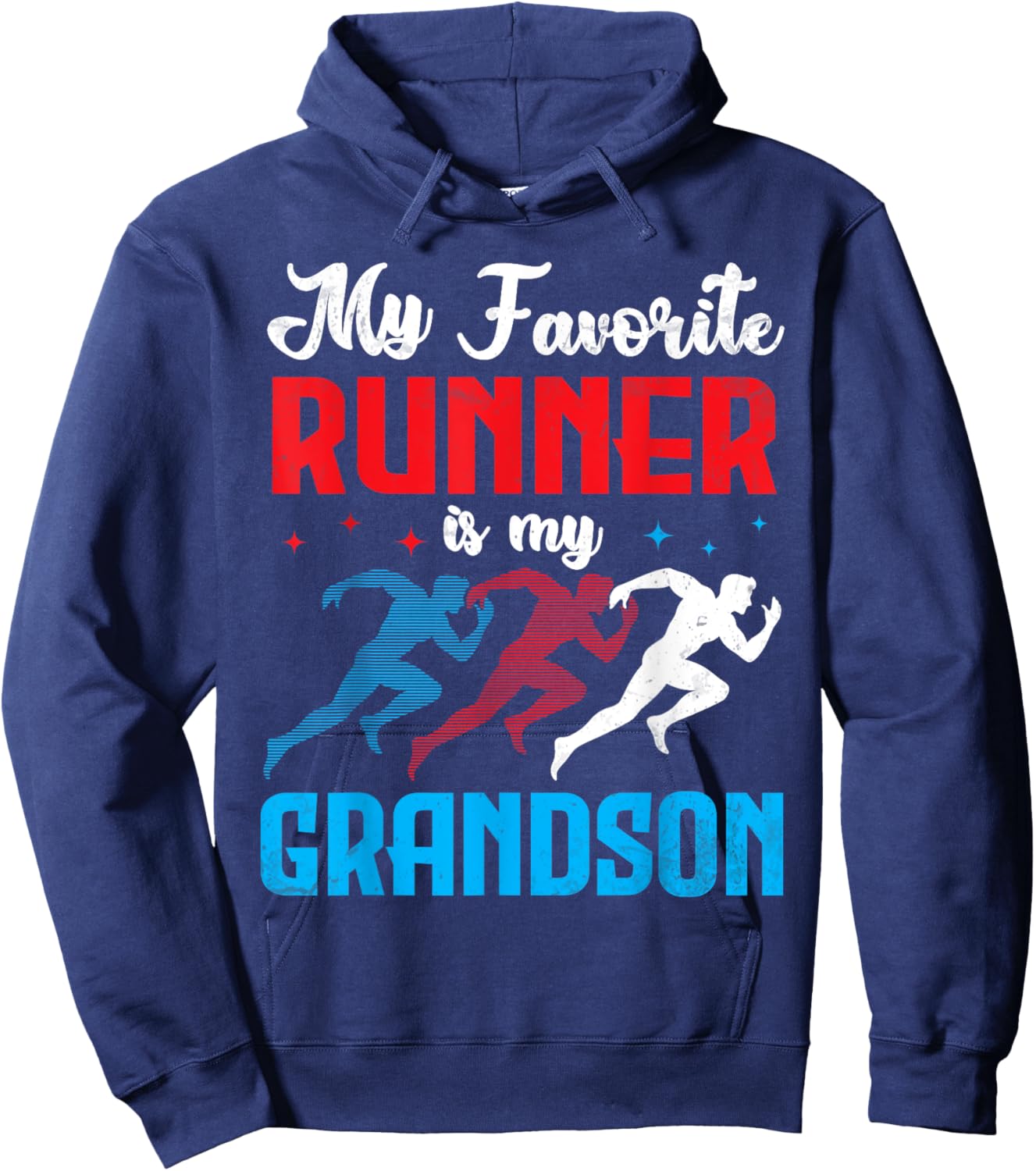 My Favorite Runner Is My Grandson Proud Track Field Support Hoodie - Hoodie | Navy