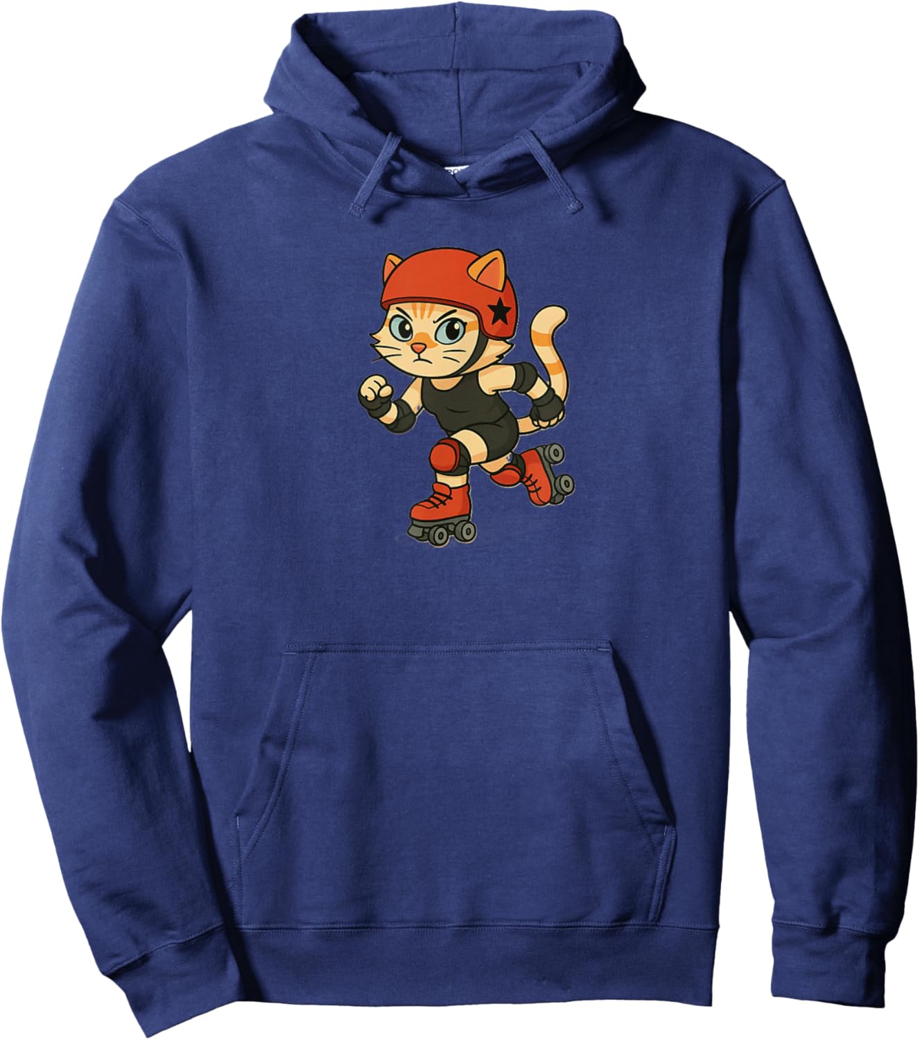 Roller Derby Cat | Cute Cartoon Skating Kitty Hoodie - Hoodie | Navy