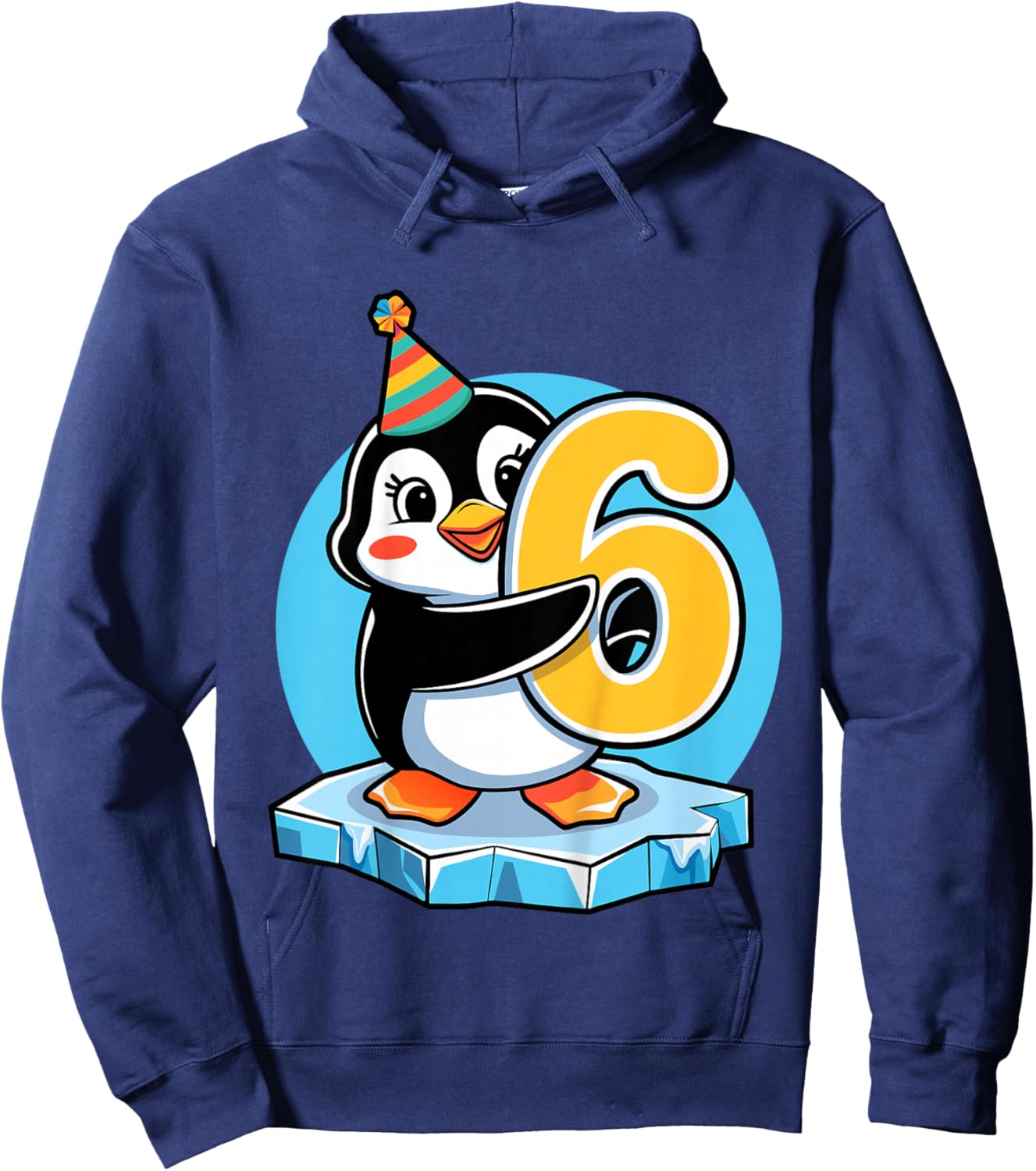 Kids 6th Birthday Penguin Kids Hoodie - Hoodie | Navy