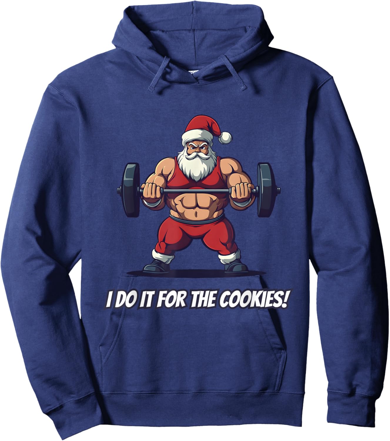 Santa Fitness Weightlifting Christmas Gym Cookies Hoodie - Hoodie | Navy
