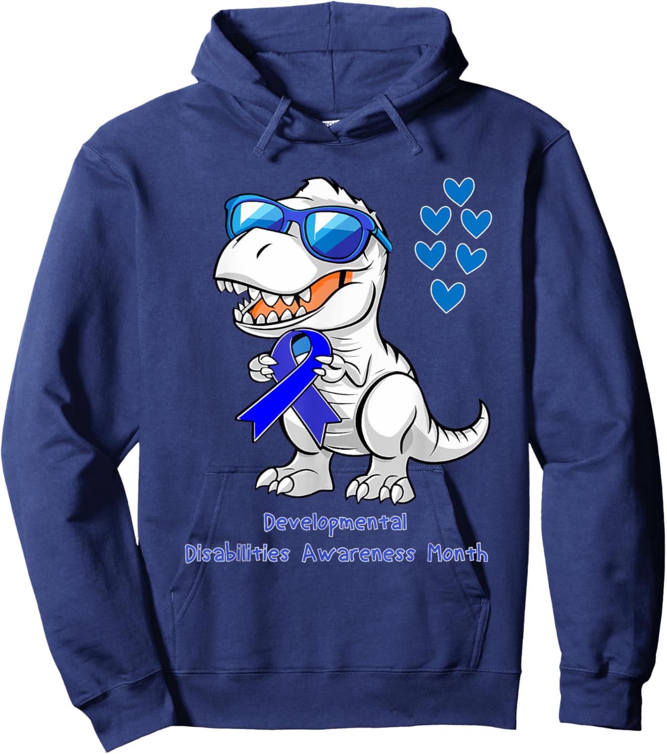 T-rex Dinosaur Developmental Disabilities Awareness Month Hoodie - Hoodie | Navy