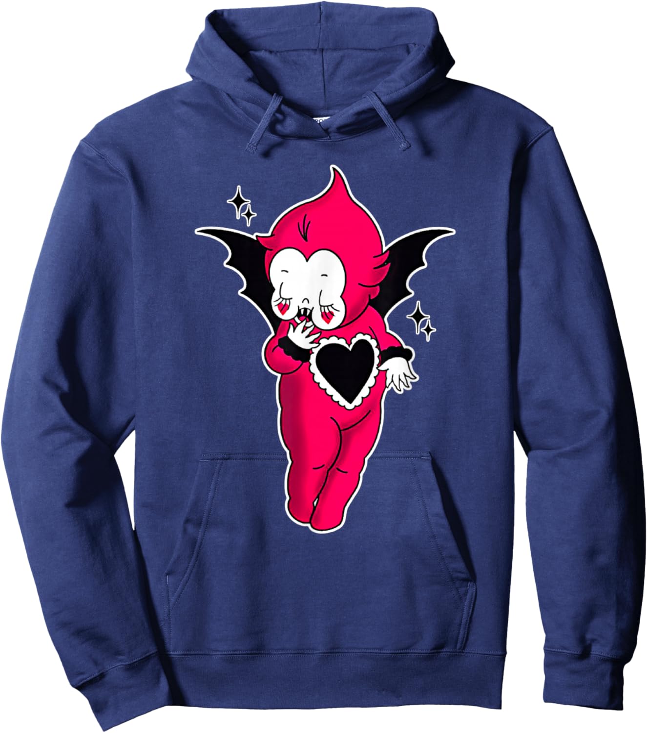 Kewpie Baby Vampire Devil Spooky Traditional Tattoo Flash Hoodie - Hoodie | Navy