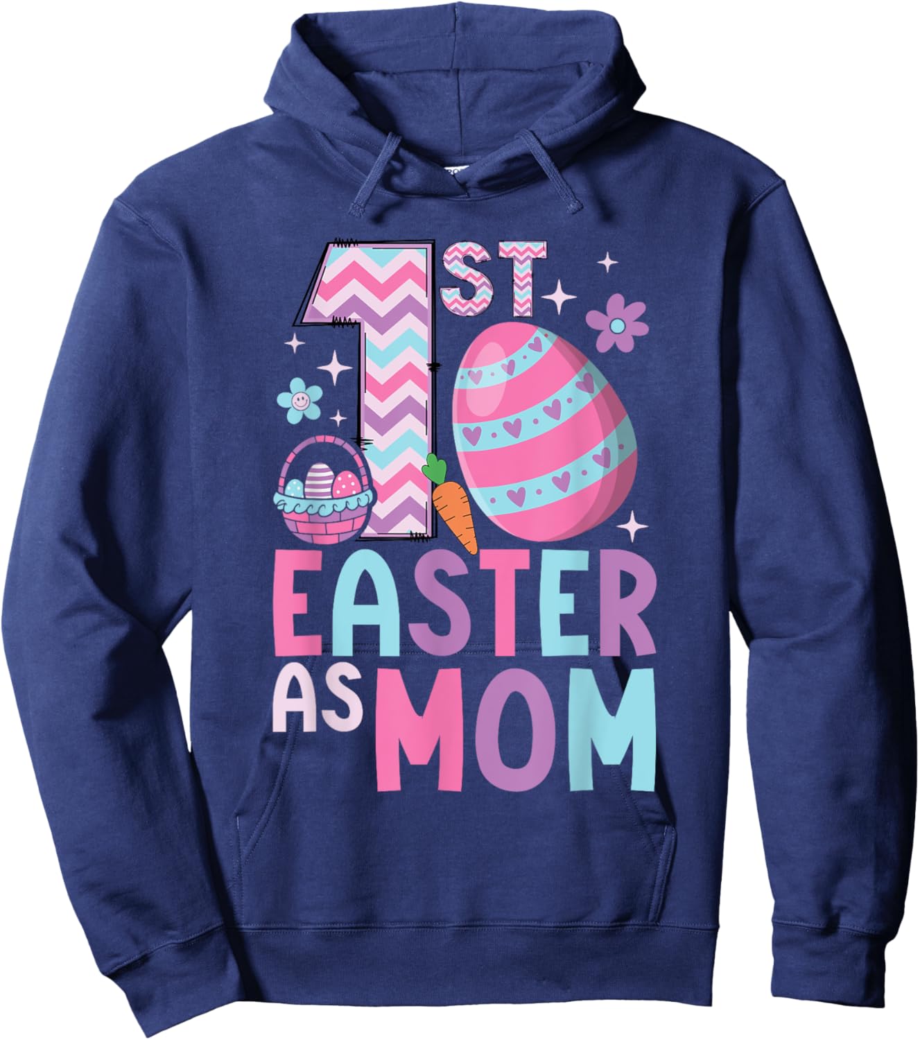First Easter As Mom Matching Family 1st Easter New Mom Hoodie - Hoodie | Navy