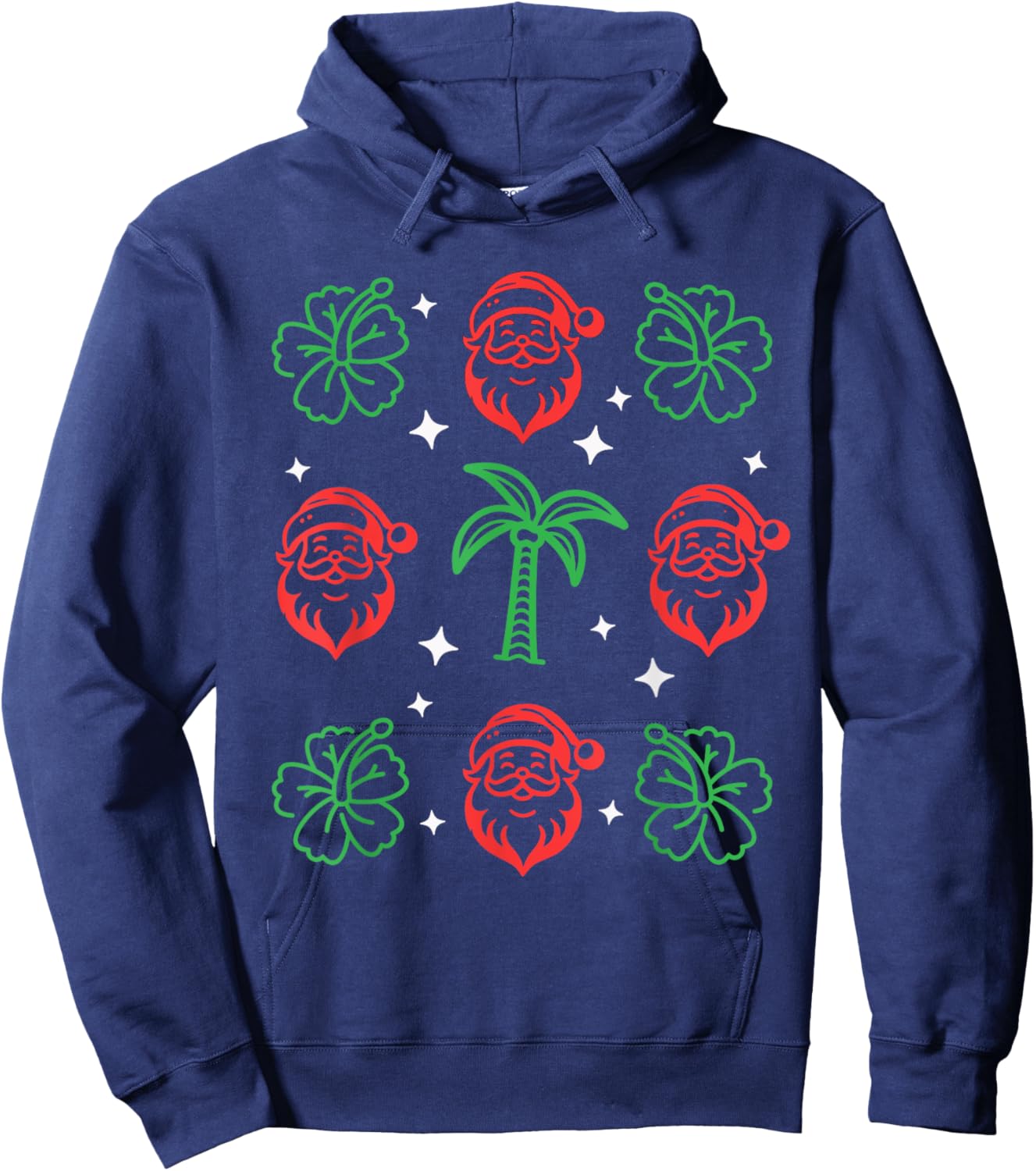Hawaiian Christmas Hibiscus Palm Trees Mele Kalikimaka Hoodie - Hoodie | Navy