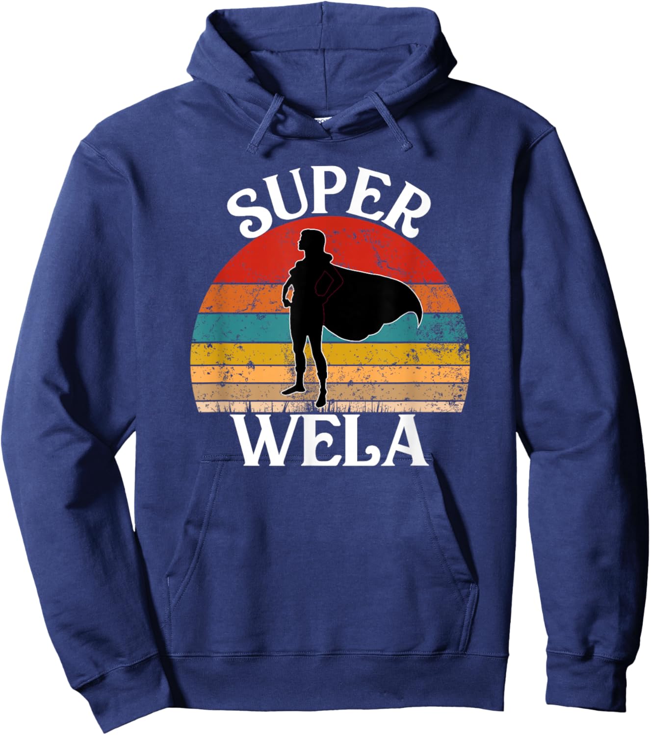 Super Wela Spanish Mexican Grandma Hero with Cape Funny Hoodie - Hoodie | Navy