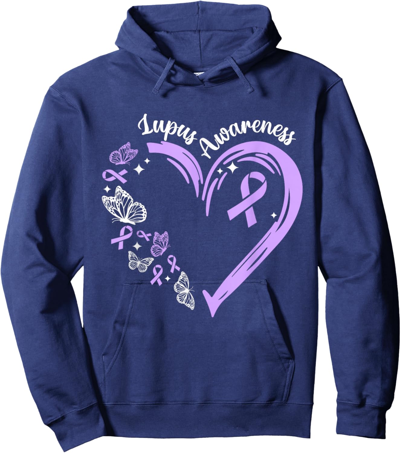 Lupus Awareness Purple Ribbon Heart Lupus Awareness Month Hoodie - Hoodie | Navy