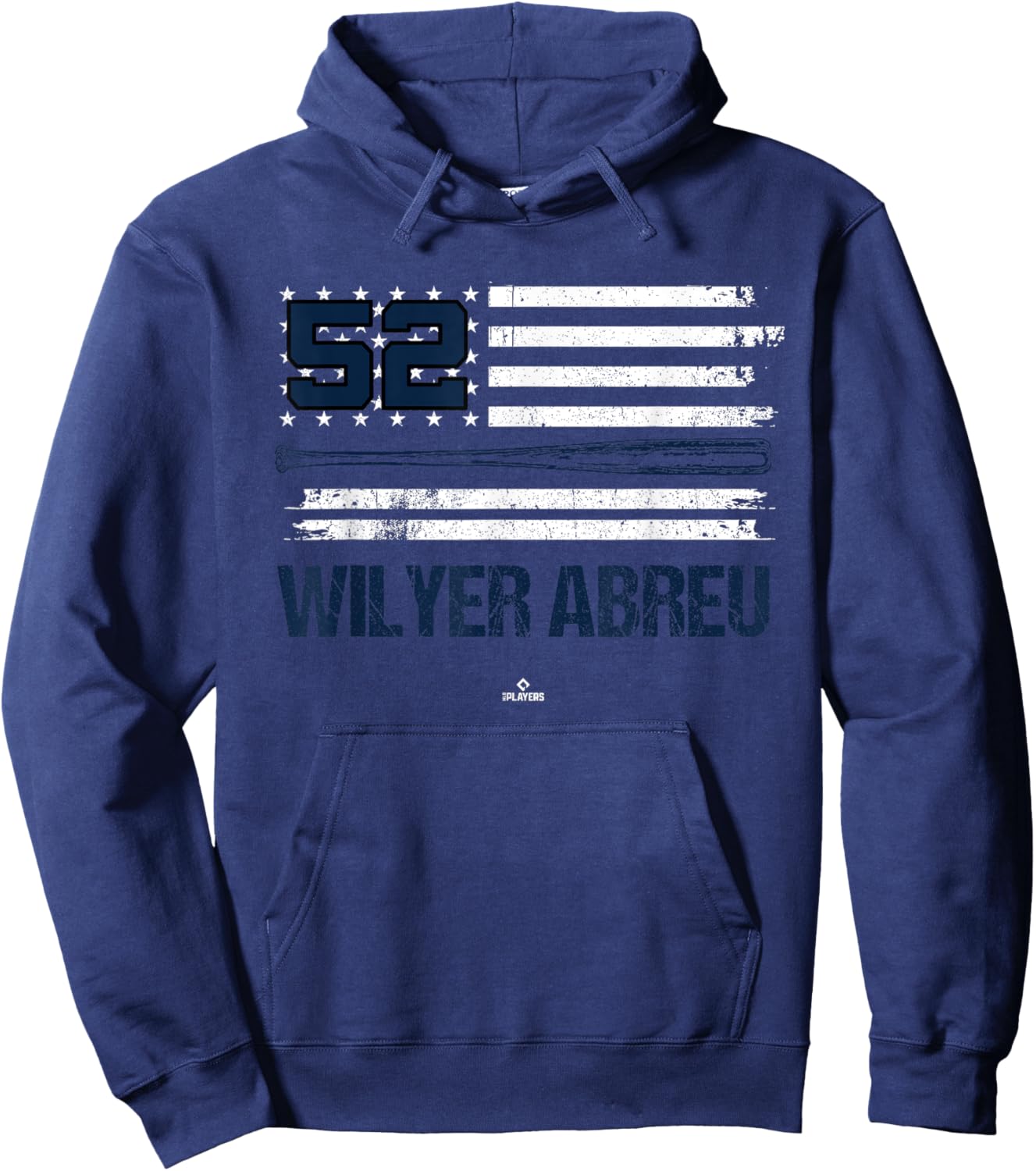 USA Flag Bat Wilyer Abreu Boston Baseball MLBPA Hoodie - Hoodie | Navy