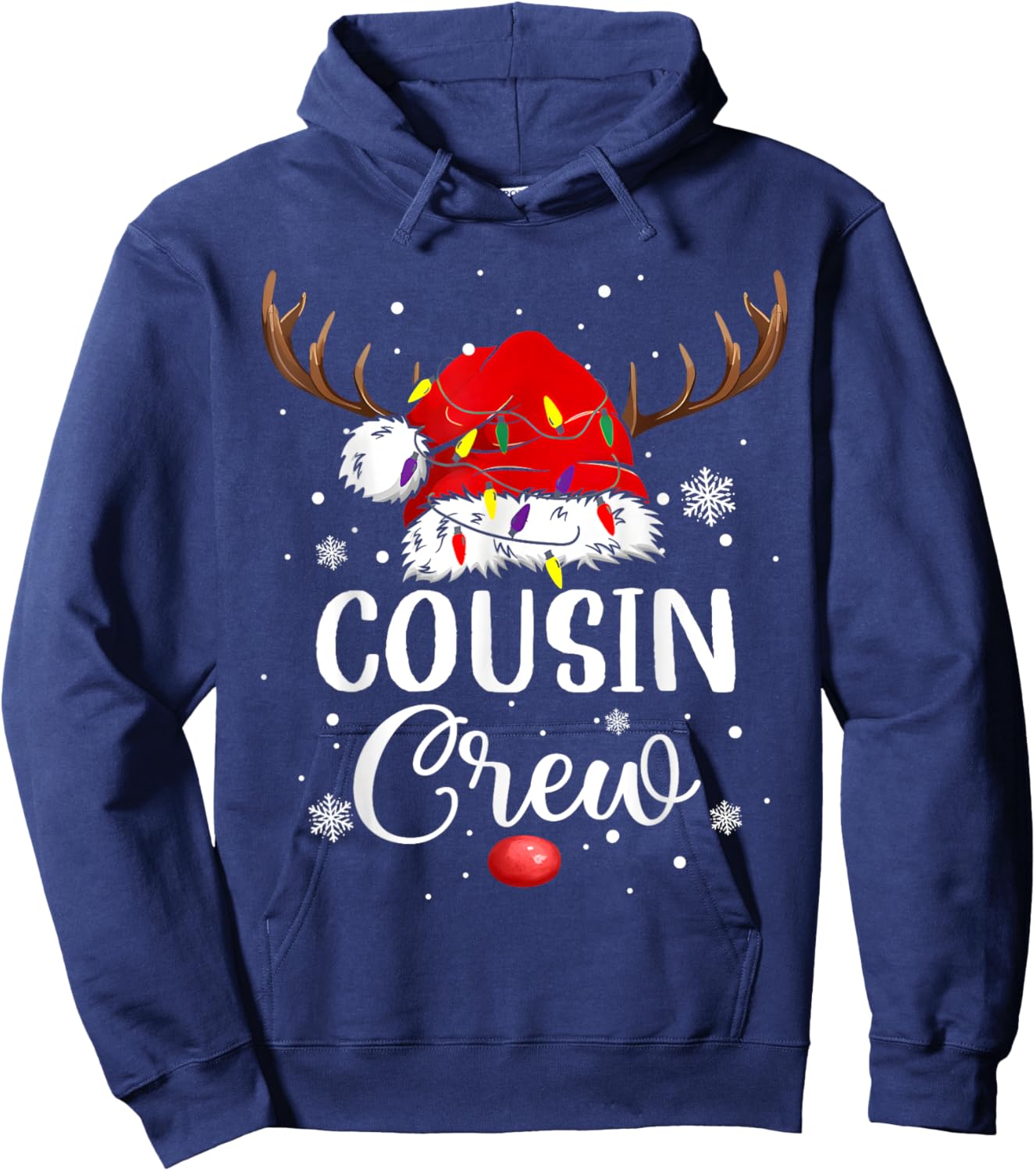 Christmas Cousin Crew Funny Santa Hat Light Kids Men Women Hoodie - Hoodie | Navy