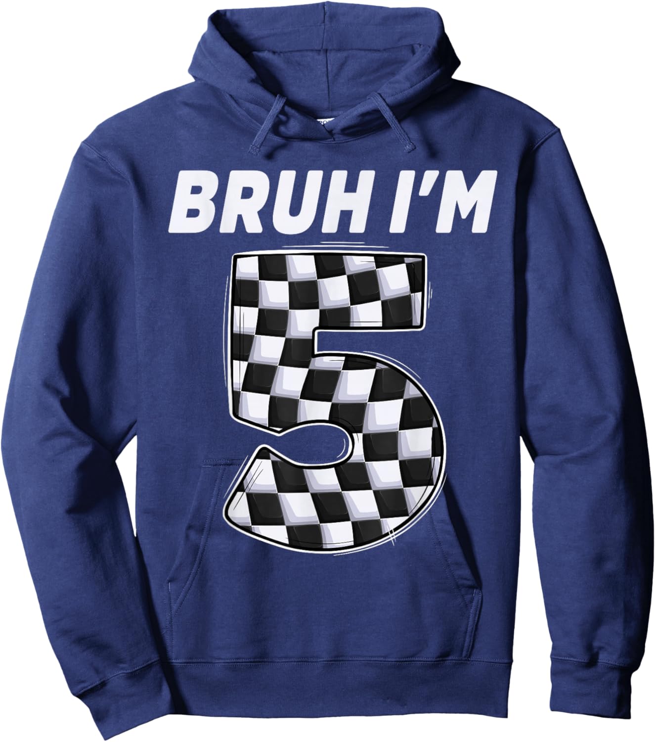 Bruh i'm 5 year old Boy two car racing 5th birthday race car Hoodie - Hoodie | Navy