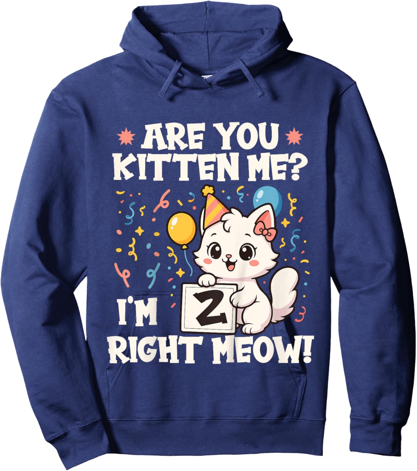 2 Years Old 2 Birthday Cats Kitten Boy Girl Cat Hoodie - Hoodie | Navy