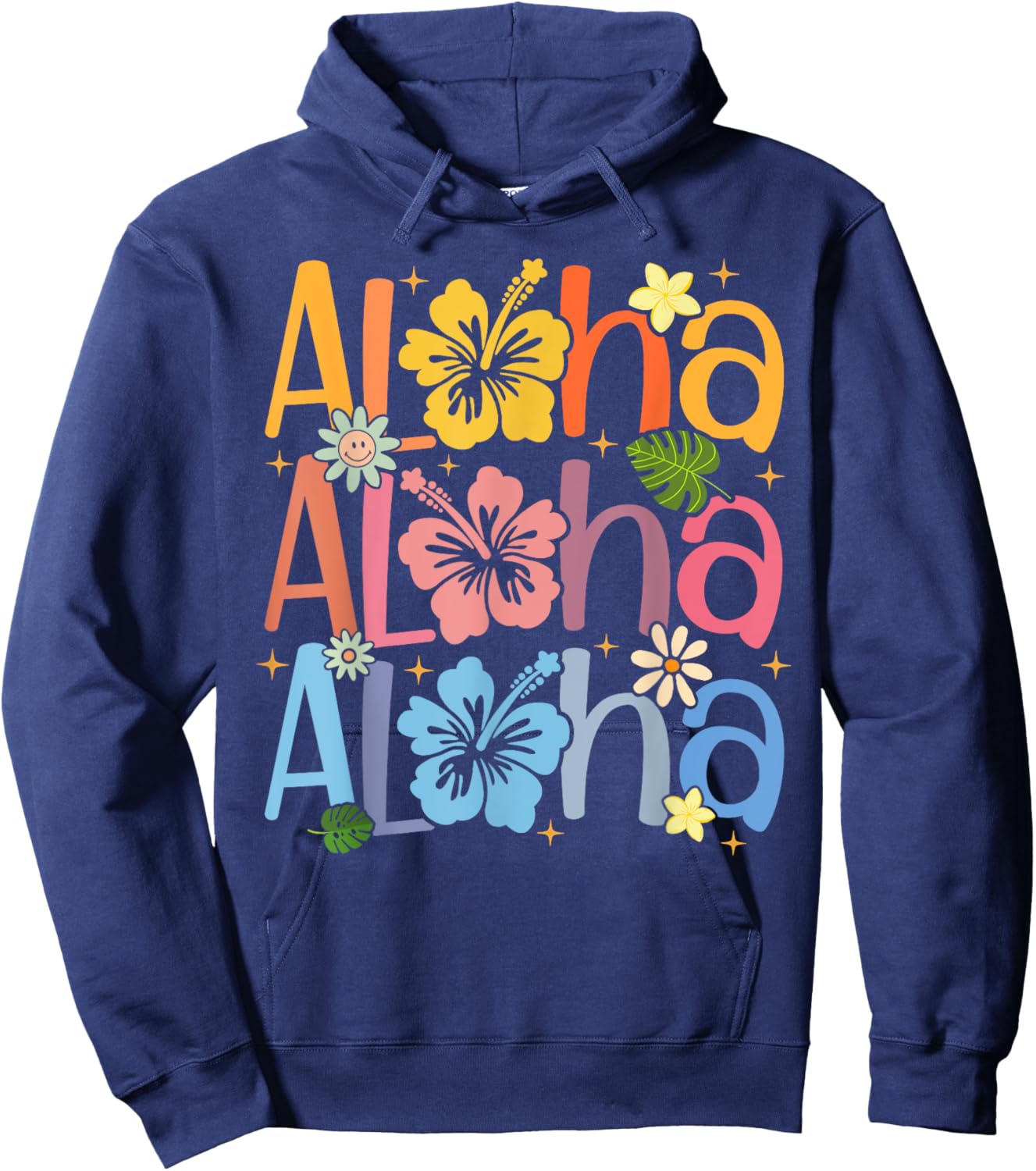 Cute Aloha Hawaiian Summer Vacation Shaka Hibiscus Kids Girl Hoodie - Hoodie | Navy