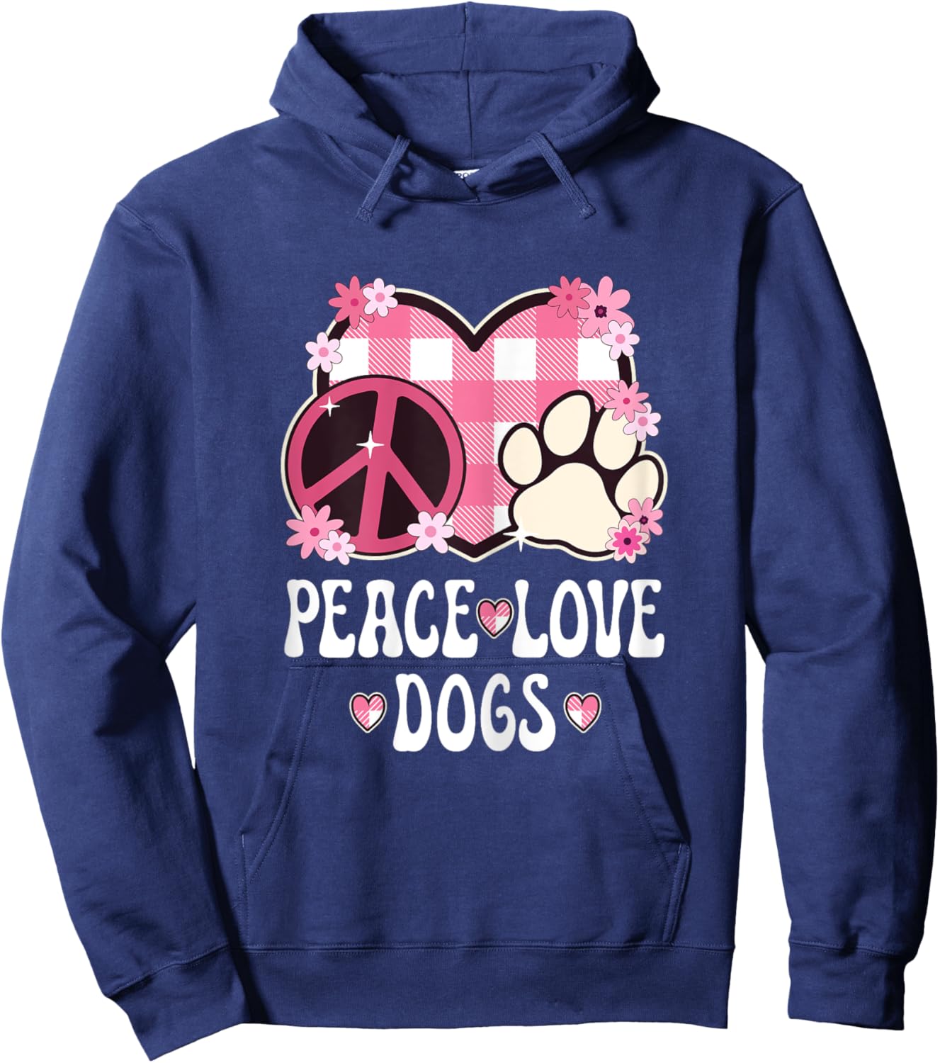 Peace Love Dogs Women Teen Girls Dog Owner Outfit Dog Lover Hoodie - Hoodie | Navy