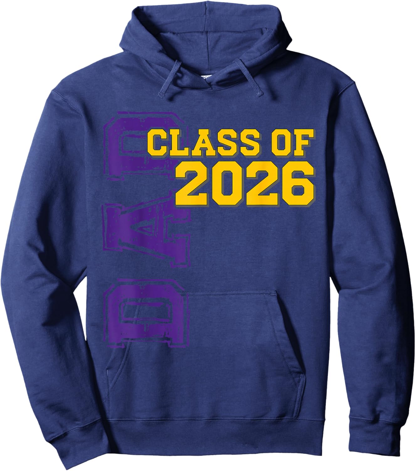 Proud Dad of Class of 2026 Graduate Purple Gold Vibes Hoodie - Hoodie | Navy