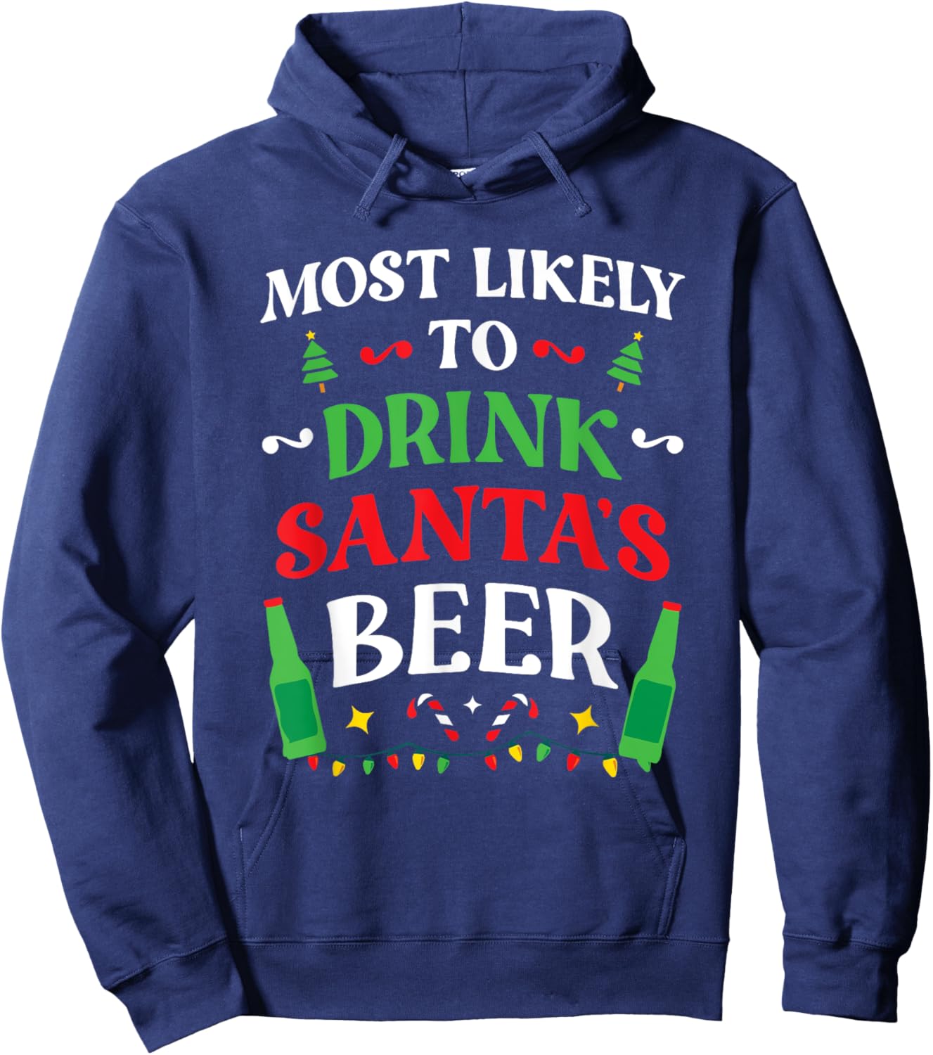 Most Likely To Drink Santa's Beer Family Christmas Matching Hoodie - Hoodie | Navy