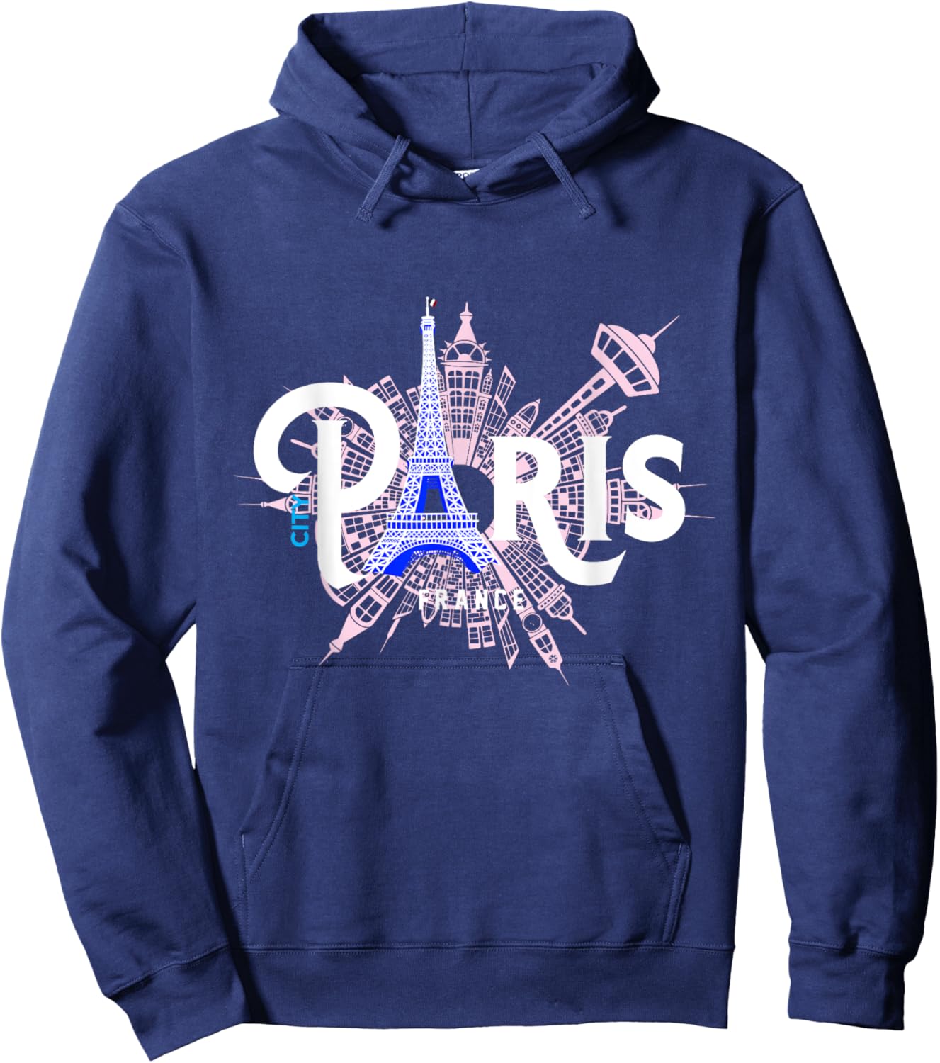The Eiffel Tower And Iconic Buildings Vintage Paris Travel Hoodie - Hoodie | Navy