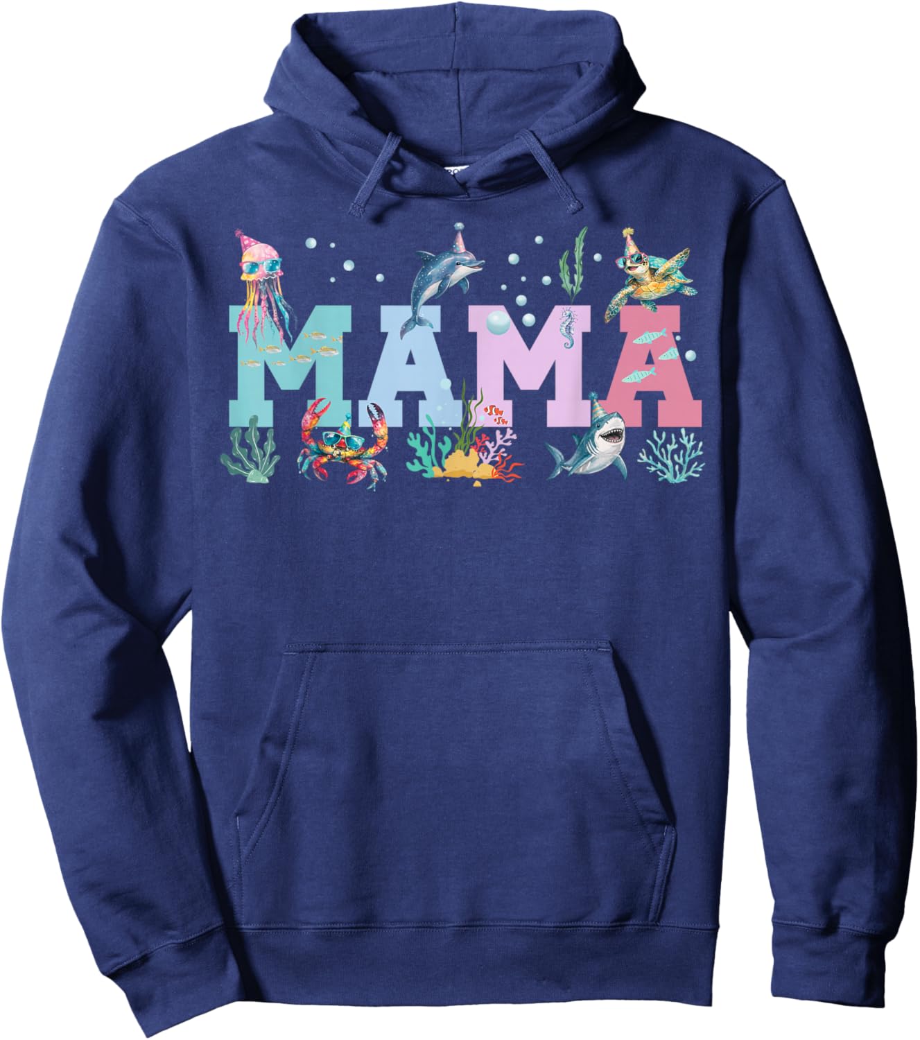 Mama Ocean Animals Birthday Hoodie - Hoodie | Navy