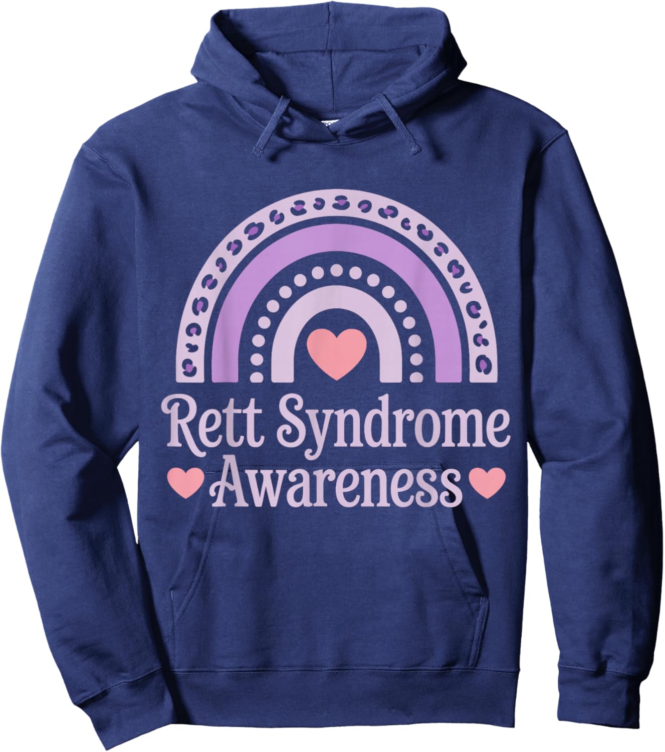Rett Syndrome Awareness with Purple Ribbon Women Kid Hoodie - Hoodie | Navy