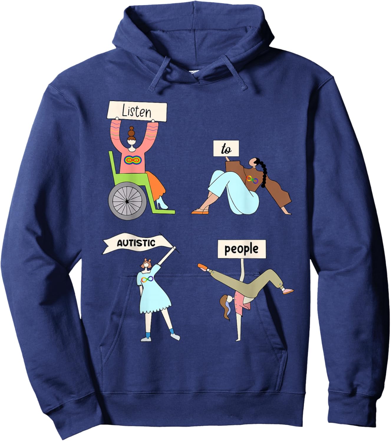 Listen To Autistic People Neurodiversity Autism Awareness Hoodie - Hoodie | Navy