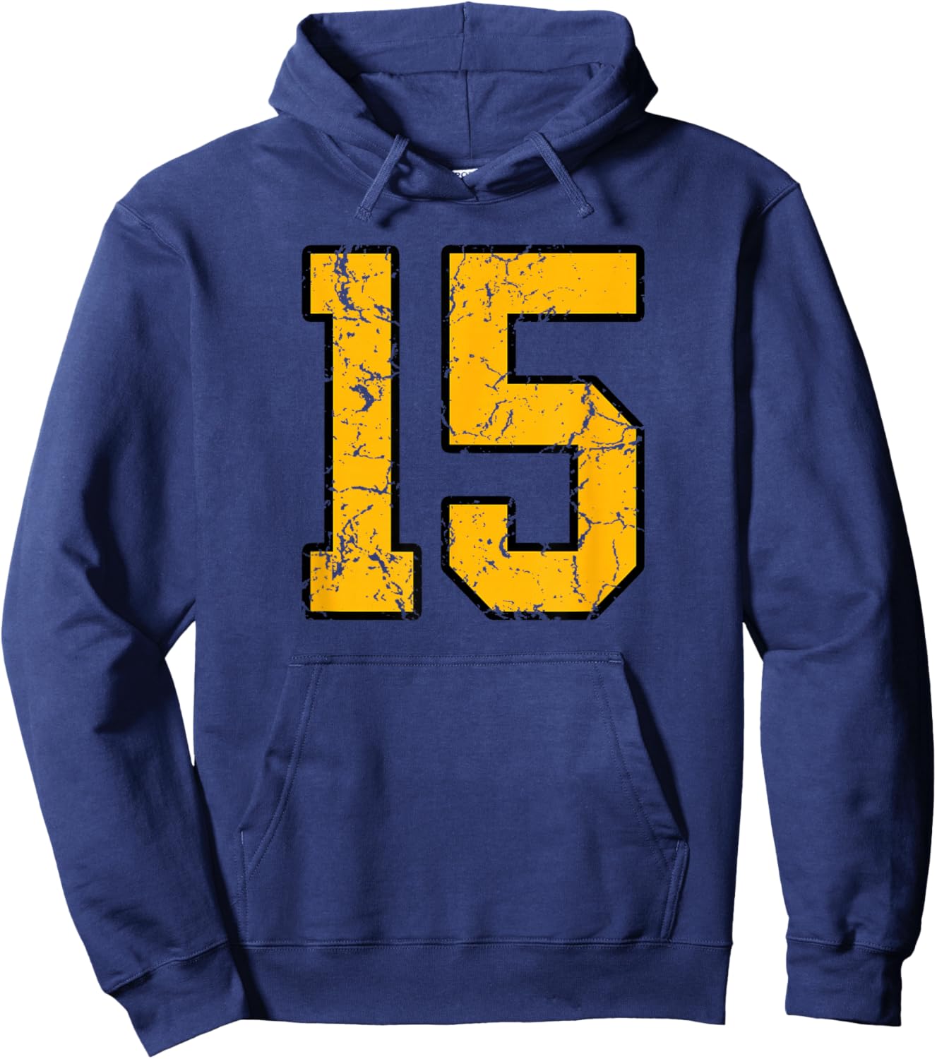 Gold and Black Sports Number 15 Jersey Uniform Player Hoodie - Hoodie | Navy