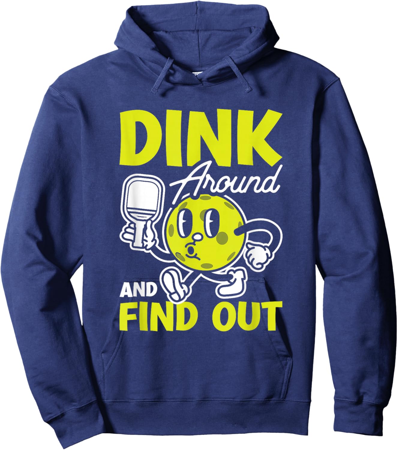Dink Around And Find Out Pickleball Black -Adults Small Modern Cartoon Hoodie - Hoodie | Navy