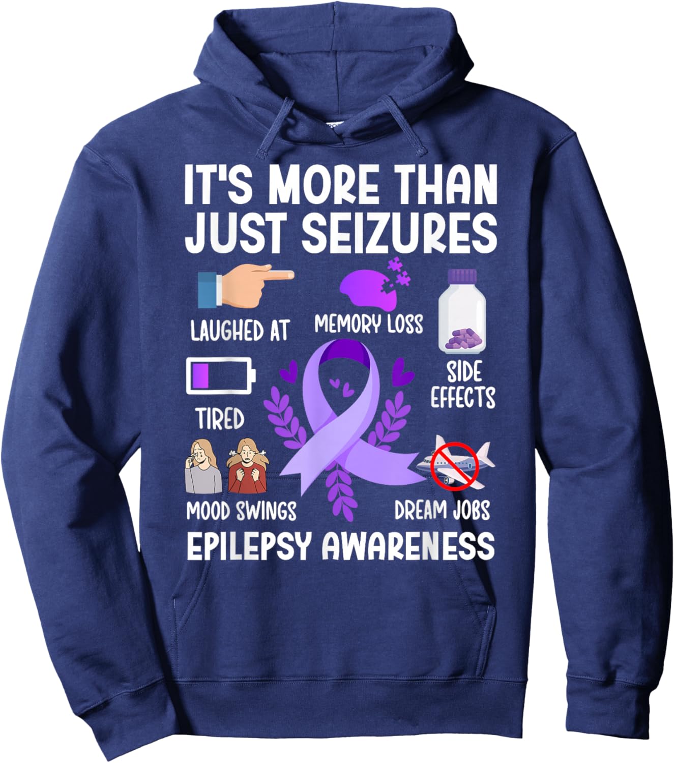 More Than Just Seizures Epilepsy Awareness Epilepsy Warrior Hoodie - Hoodie | Navy