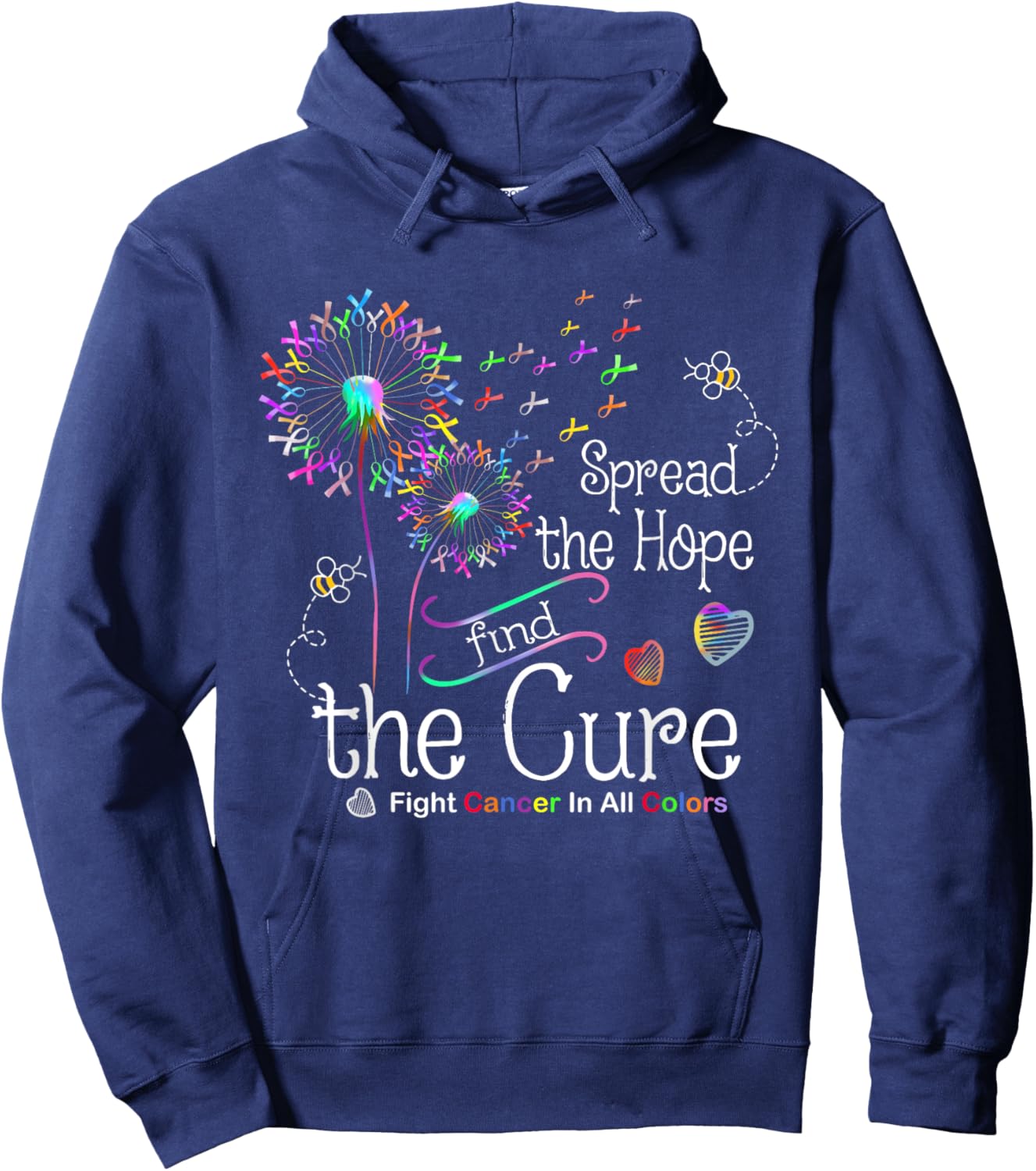 Fight Cancer In All And Every Color Ribbons Dandelion Flower Hoodie - Hoodie | Navy