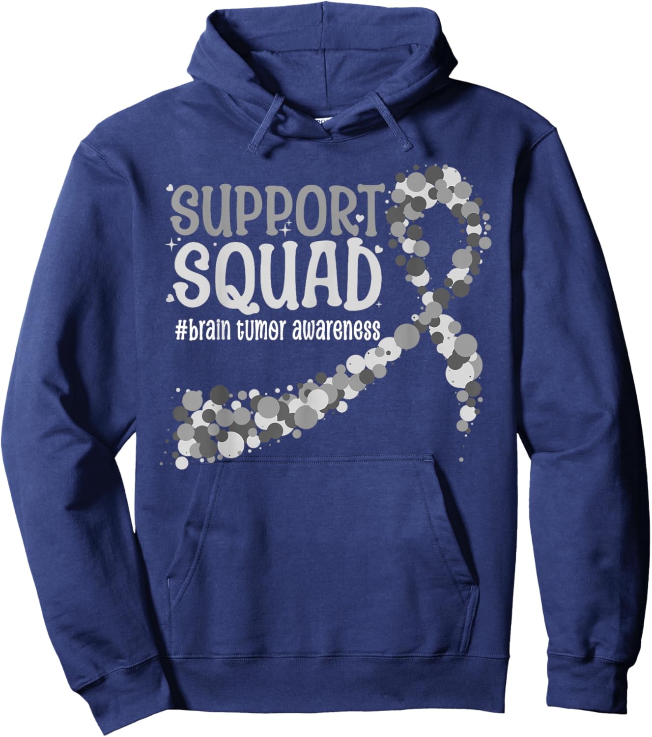 Gray Ribbon Brain Tumor Support Squad Brain Tumor Awareness Hoodie - Hoodie | Navy