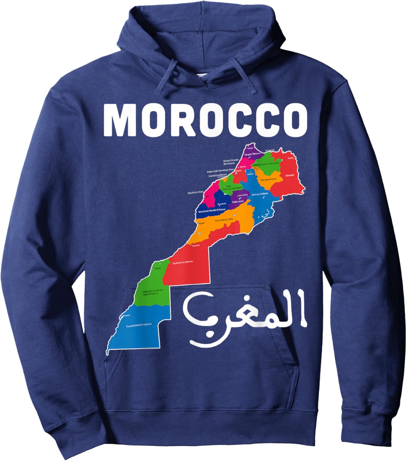 Morocco Map Pride Roots Arabic Characters Moroccan Hoodie - Hoodie | Navy