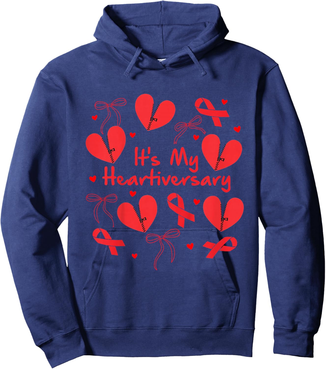 Kids CHD Warrior CHD Awareness Coquette It's My Heartiversary Hoodie - Hoodie | Navy