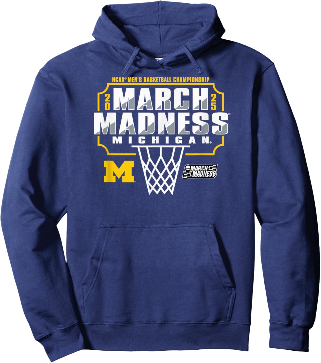 Michigan Wolverines March Madness 2025 Basketball Navy Hoodie - Hoodie | Navy