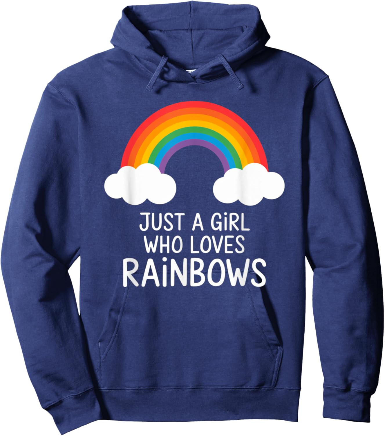 Just a Girl Who Loves Rainbows Cute Groovy Spring Summer Hoodie - Hoodie | Navy