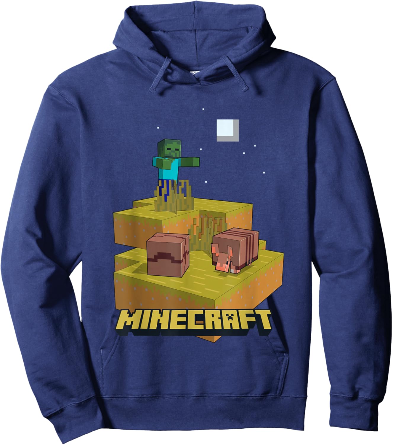 Minecraft Zombie At Night Amongst Armadillos Hoodie - Hoodie | Navy