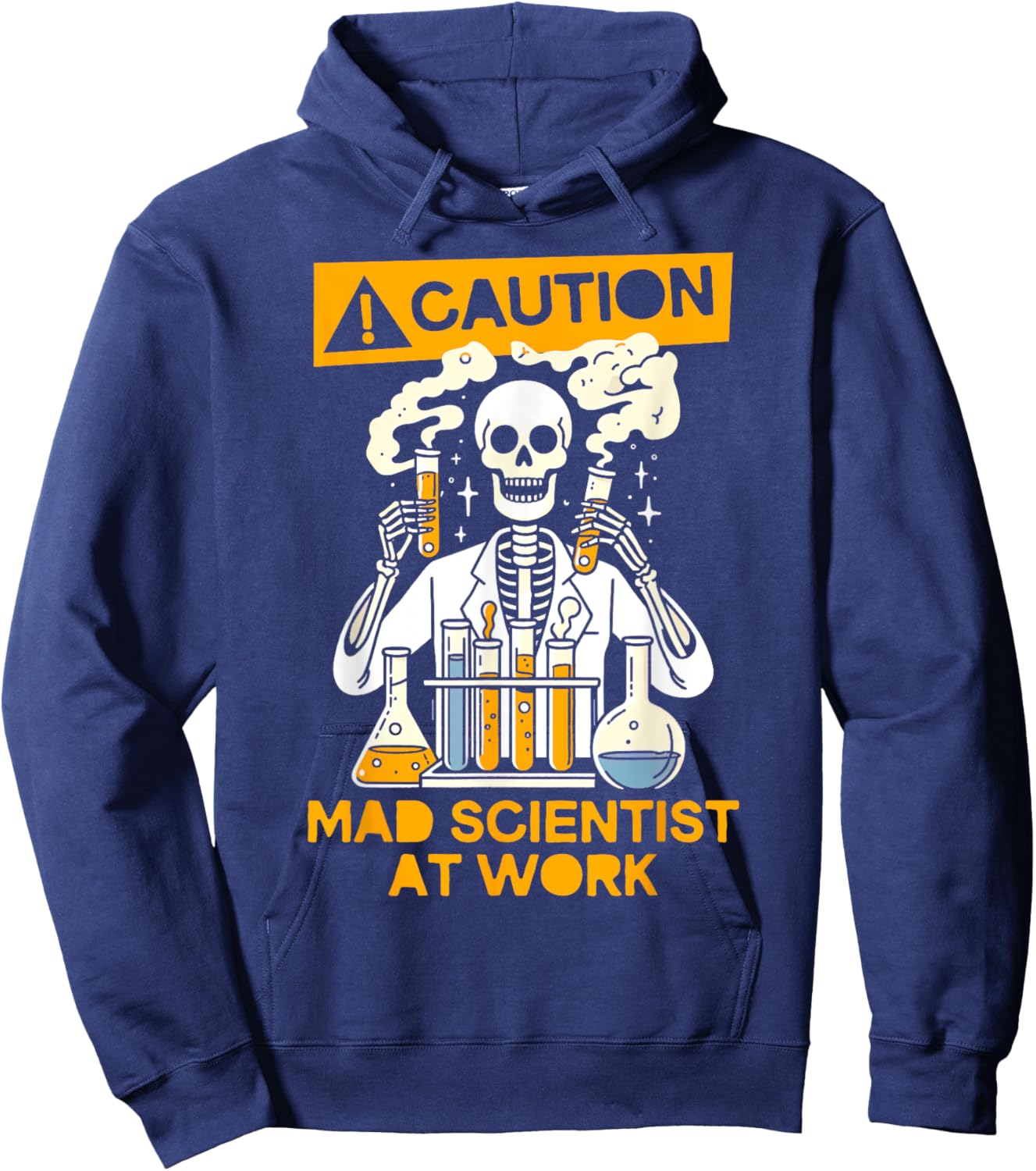 Funny Humor Skeleton Lab Tech Science - Adults - Black - Small - Short Sleeve - - Mad Scientist Theme - Science Lover, Scientist, Lab Tech Hoodie - Hoodie | Navy