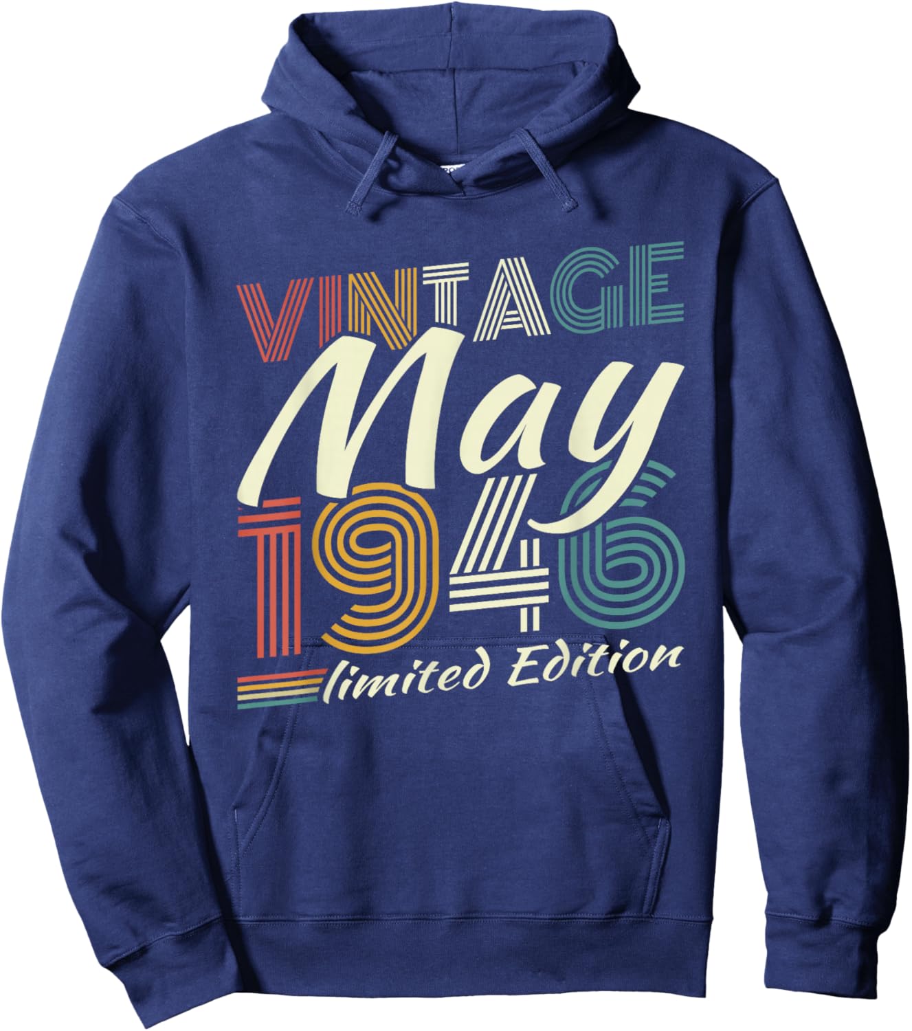 Vintage Mai 1946 Cadeau Anniversaire 80 Ans Hommes Femmes Hoodie - Hoodie | Navy