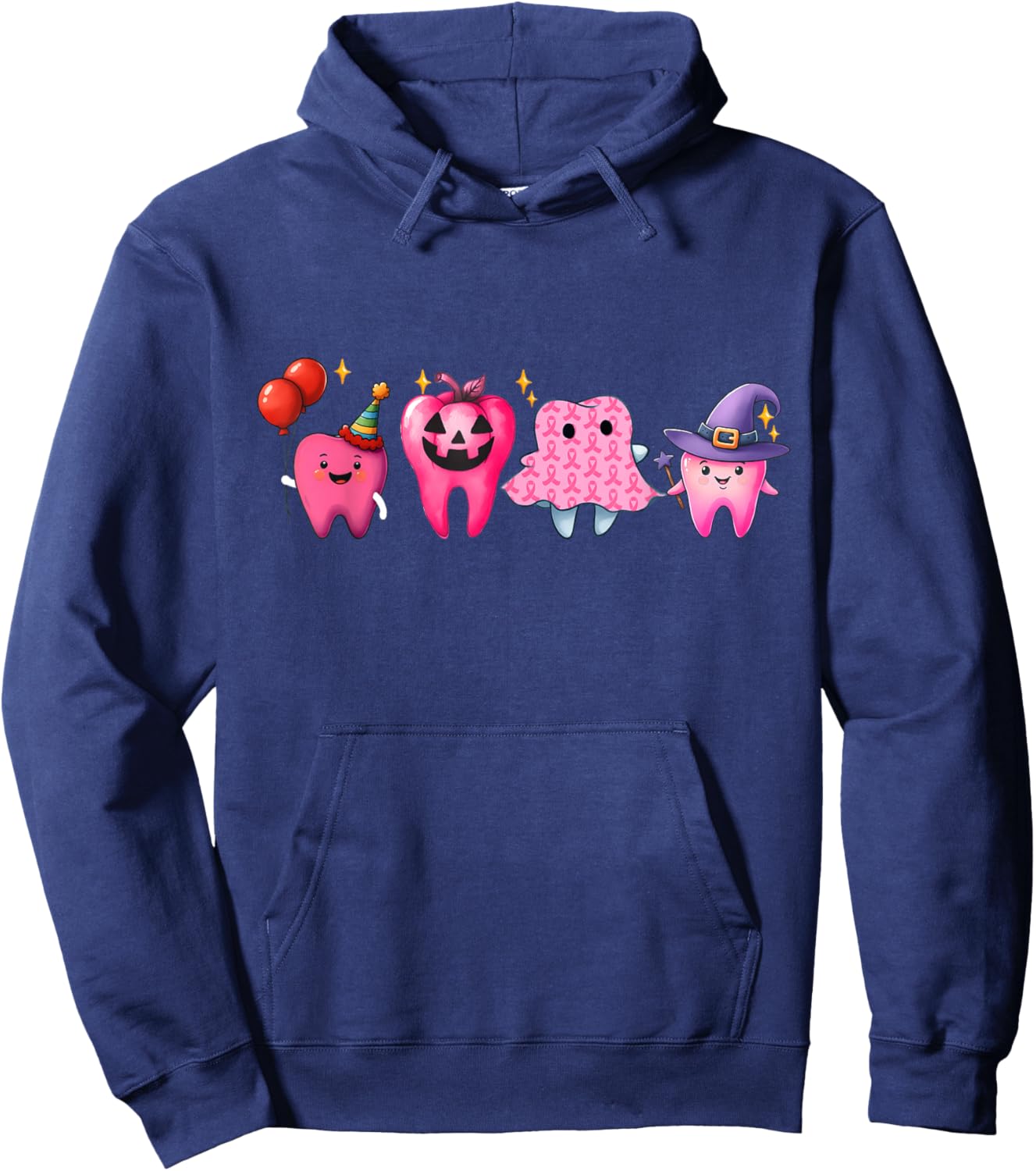 Dental Breast Cancer Awareness Tooth Dental Pink Ribbon Hoodie - Hoodie | Navy