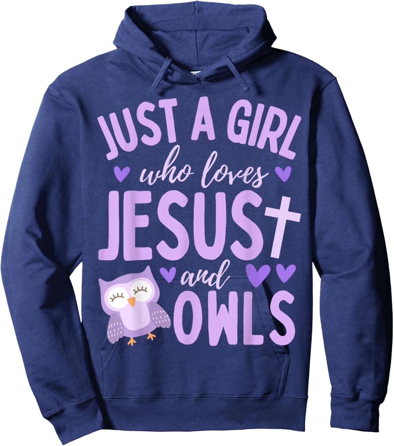 Just A Girl Who Loves Jesus and Owls Christian Funny Kawaii Hoodie - Hoodie | Navy