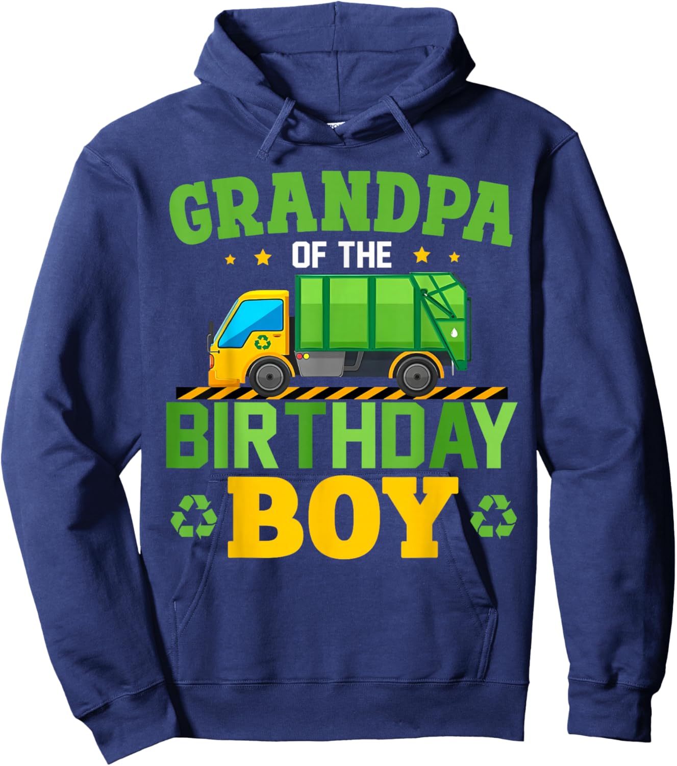 Grandpa of The Birthday Boy Recycling Truck Birthday Family Hoodie - Hoodie | Navy