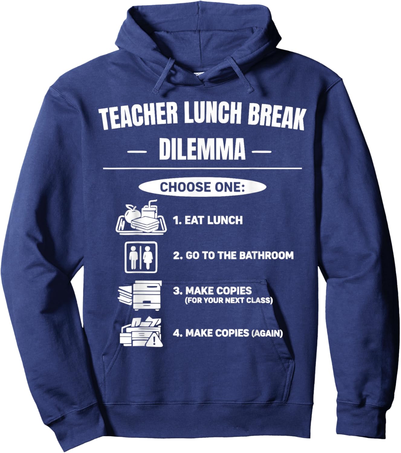 Funny Teacher Lunch Copy Machine Meme Saying Women Humor Hoodie - Hoodie | Navy