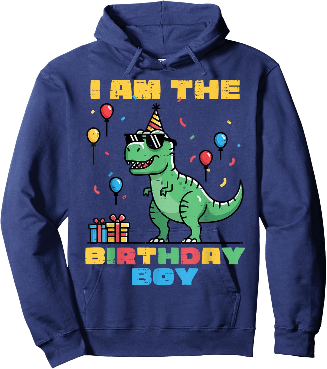 I Am The Birthday Boy Trex Dino Party Family Match Boys Kids Hoodie - Hoodie | Navy