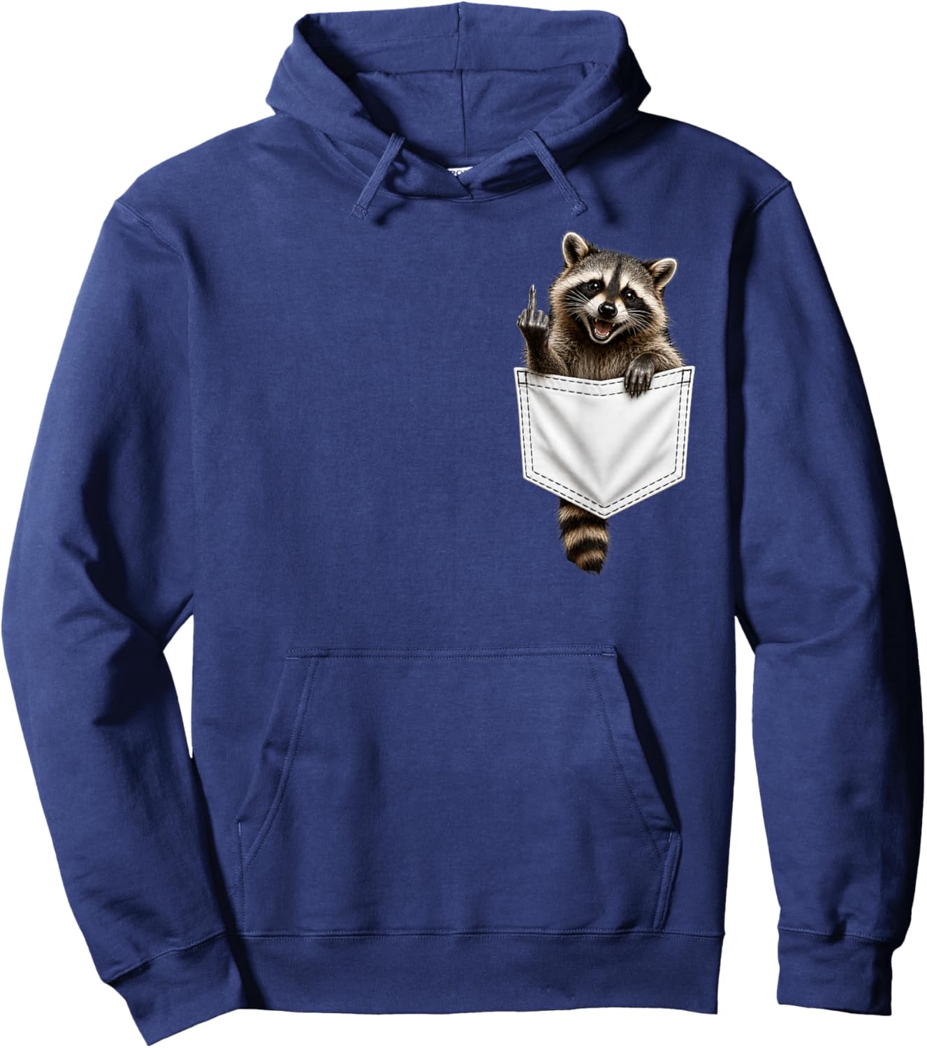Raccoon in Pocket Giving The Middle Finger Flipping The Bird Hoodie - Hoodie | Navy